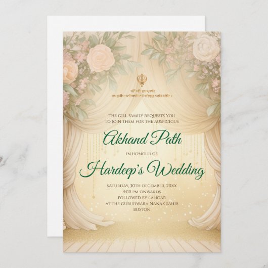 Digitale Akhand Sahib Paath uitnodiging & Akhand P (Voorkant / Achterkant)