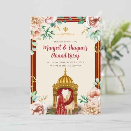 Digitale Anand Karaj uitnodiging Sikh nodigt uit (Staand voorkant)