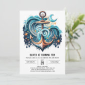 Digitale Anker Boho Chic Verjaardag Kaart (Staand voorkant)