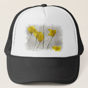 Digitale Aquarel Gele California Klaprozen Trucker Pet