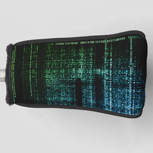 Digitale artistiek: binaire elegantie golfheadcover (Voorkant)