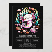 Digitale Axolotl Kids Verjaardag Kaart (Voorkant / Achterkant)