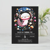 Digitale Axolotl Onder het Zee Verjaardag Kaart (Staand voorkant)