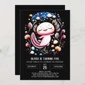 Digitale Axolotl Onder het Zee Verjaardag Kaart (Voorkant / Achterkant)