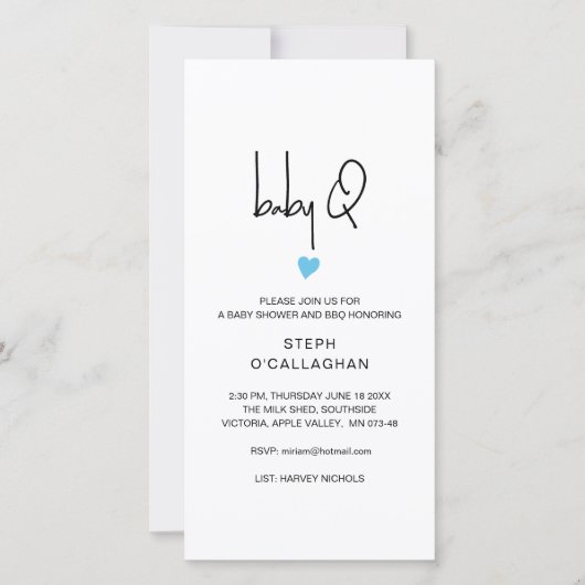 Digitale baby BBQ Shower Cellphone eVite Aankondiging (Voorkant)