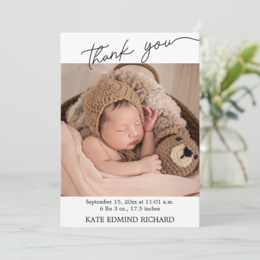 Digitale Baby Geboorte Aankondiging Sjabloon Dank  (Staand voorkant)