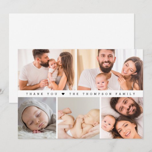 Digitale Baby shower Fotocollage Eenvoudige dank u Kaart (Voorkant / Achterkant)