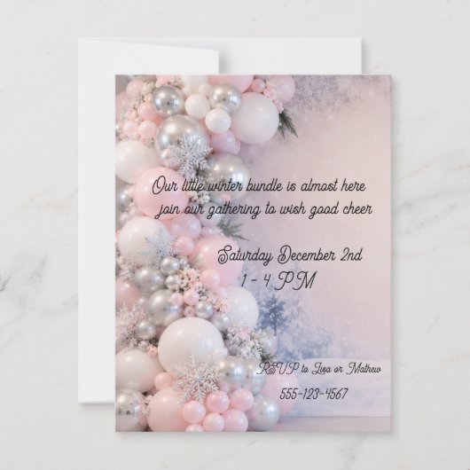 Digitale baby shower uitnodiging winter thema meis (Voorkant)