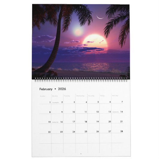 Digitale blasfemie stranden muur kalender (Feb 2026)