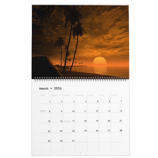 Digitale blasfemie stranden muur kalender (Mar 2026)
