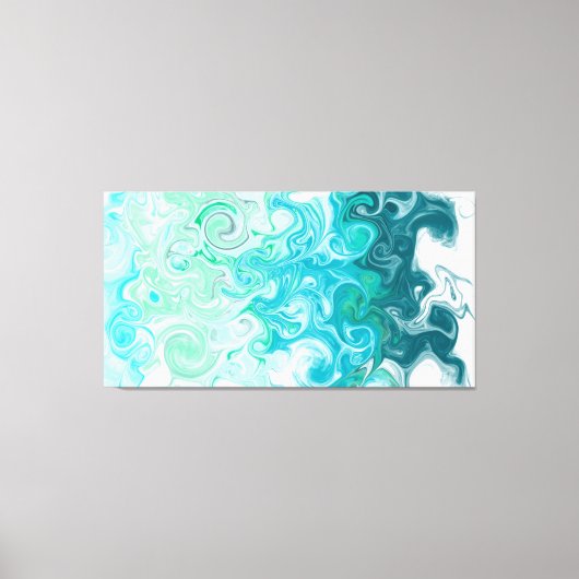 Digitale blauwe en groene golven met vloeiende kun canvas afdruk (Voorkant)