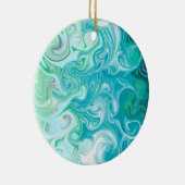 Digitale blauwe en groene golven met vloeiende kun keramisch ornament (Rechts)