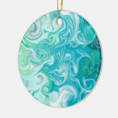 Digitale blauwe en groene golven met vloeiende kun keramisch ornament (Links)