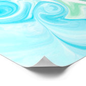 Digitale blauwe en groene golven met vloeiende kun poster (Hoek)