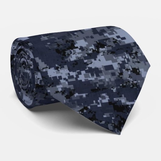 Digitale blauwe militaire camouflage-Stropdas Stropdas (Opgerold)