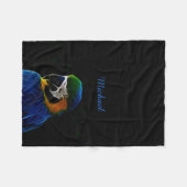 Digitale blauwe papegaaifractal fleece deken (Voorkant (Horizontaal))