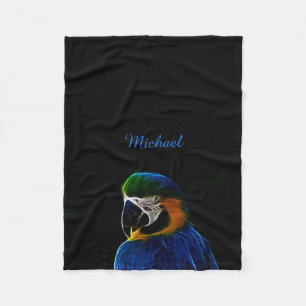 Digitale blauwe papegaaifractal fleece deken