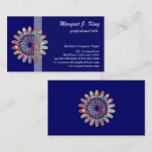 Digitale bloem, eenvoudig, blauw visitekaartje (Voorkant / Achterkant)