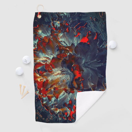 Digitale bloemen in as en houtskool boven steenkoo golfhanddoek (Insitu)