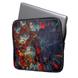 Digitale bloemen in as en houtskool boven steenkoo laptop sleeve