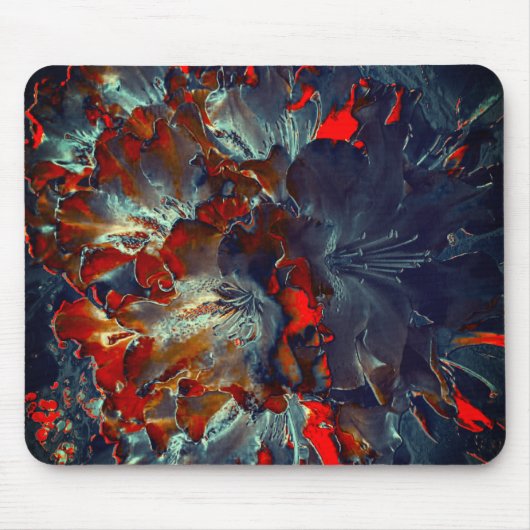 Digitale bloemen in as en houtskool boven steenkoo muismat (Voorkant)