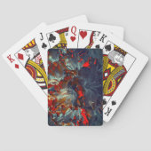 Digitale bloemen in as en houtskool boven steenkoo pokerkaarten (Achterkant)