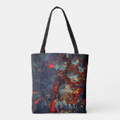 Digitale bloemen in as en houtskool boven steenkoo tote bag (Achterkant)