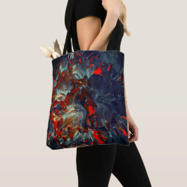 Digitale bloemen in as en houtskool boven steenkoo tote bag