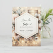 Digitale Bloemen Mason Jar bruiloft Save The Date (Staand voorkant)