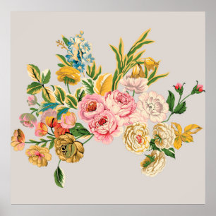 Digitale bloemen waterverf illustratie. Handmatig  Poster