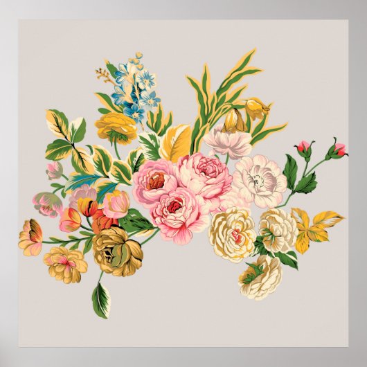 Digitale bloemen waterverf illustratie. Handmatig  Poster (Voorkant)