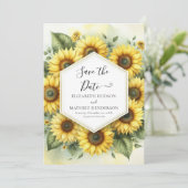 Digitale Bloemen Zonnebloem Huwelijk Save The Date (Staand voorkant)