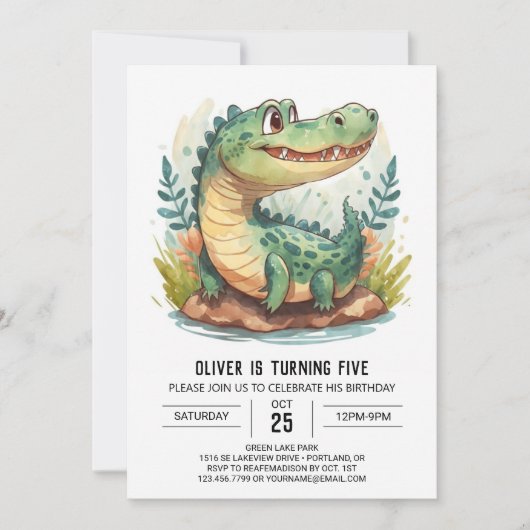 Digitale Boheemse Krokodil Verjaardag Kaart (Voorkant)