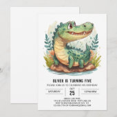 Digitale Boheemse Krokodil Verjaardag Kaart (Voorkant / Achterkant)