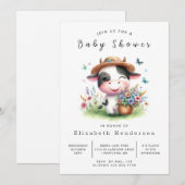 Digitale Boho Elegant Koe Baby shower Kaart (Voorkant / Achterkant)