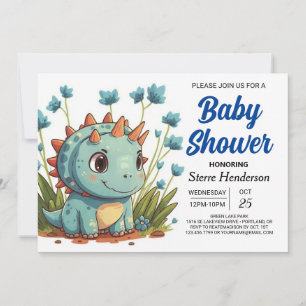 Digitale Boho Enchanted Dinosaur Boy Baby shower Kaart