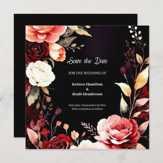 Digitale Bourgogne Bohemian Save The Date (Voorkant / Achterkant)