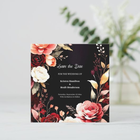 Digitale Bourgogne Bohemian Save The Date (Staand voorkant)