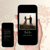Digitale bruiloft Bedankt Modern Minimal Black Kaart