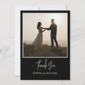 Digitale bruiloft Bedankt Modern Minimal Black Kaart (Voorkant)