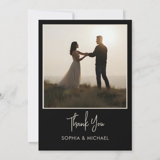 Digitale bruiloft Bedankt Modern Minimal Black Kaart (Voorkant)