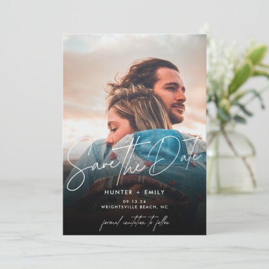 Digitale bruiloft Bewaar de bewerkbare datum Sjabl Aankondiging (Staand voorkant)