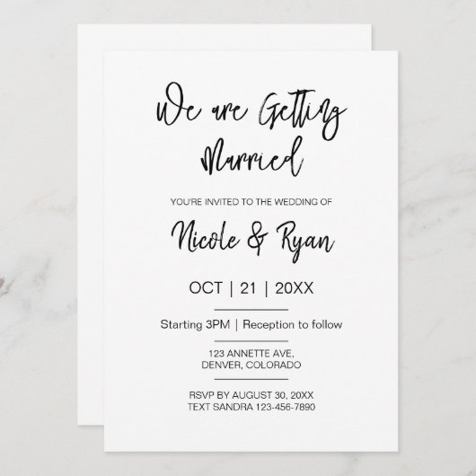 Digitale Bruiloft Moderne Bruiloft Elektronische B Kaart (Voorkant / Achterkant)