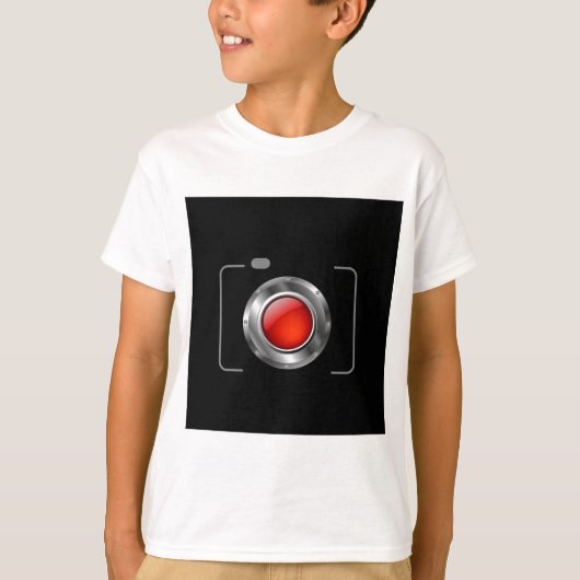 Digitale camera met rode opening t-shirt (Voorkant)