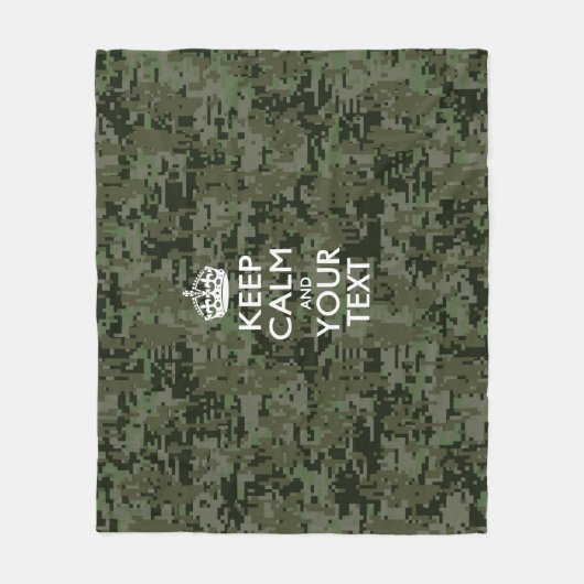 Digitale camo met kalm en Jouw tekst Fleece Deken (Voorkant)