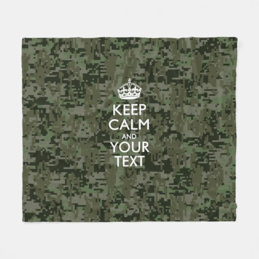 Digitale camo met kalm en Jouw tekst Fleece Deken (Voorkant (Horizontaal))