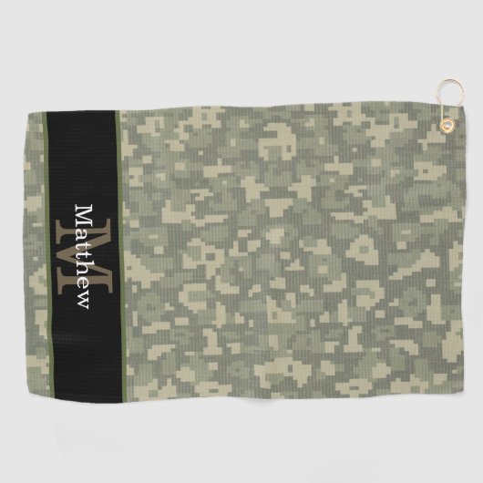 Digitale Camo Militaire Jager Initiaal Monogram Golfhanddoek (Horizontaal)