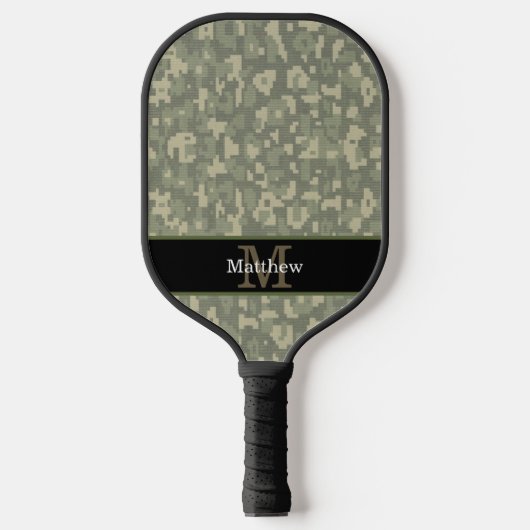Digitale Camo Militaire Jager Initiaal Monogram Pickleball Paddle (Voorkant)