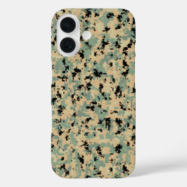 Digitale Camo – Tan-Green SM camo patroon iPhone 16 Hoesje