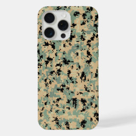 Digitale Camo – Tan-Green SM camouflagepatroon iPhone 15 Pro Max Case